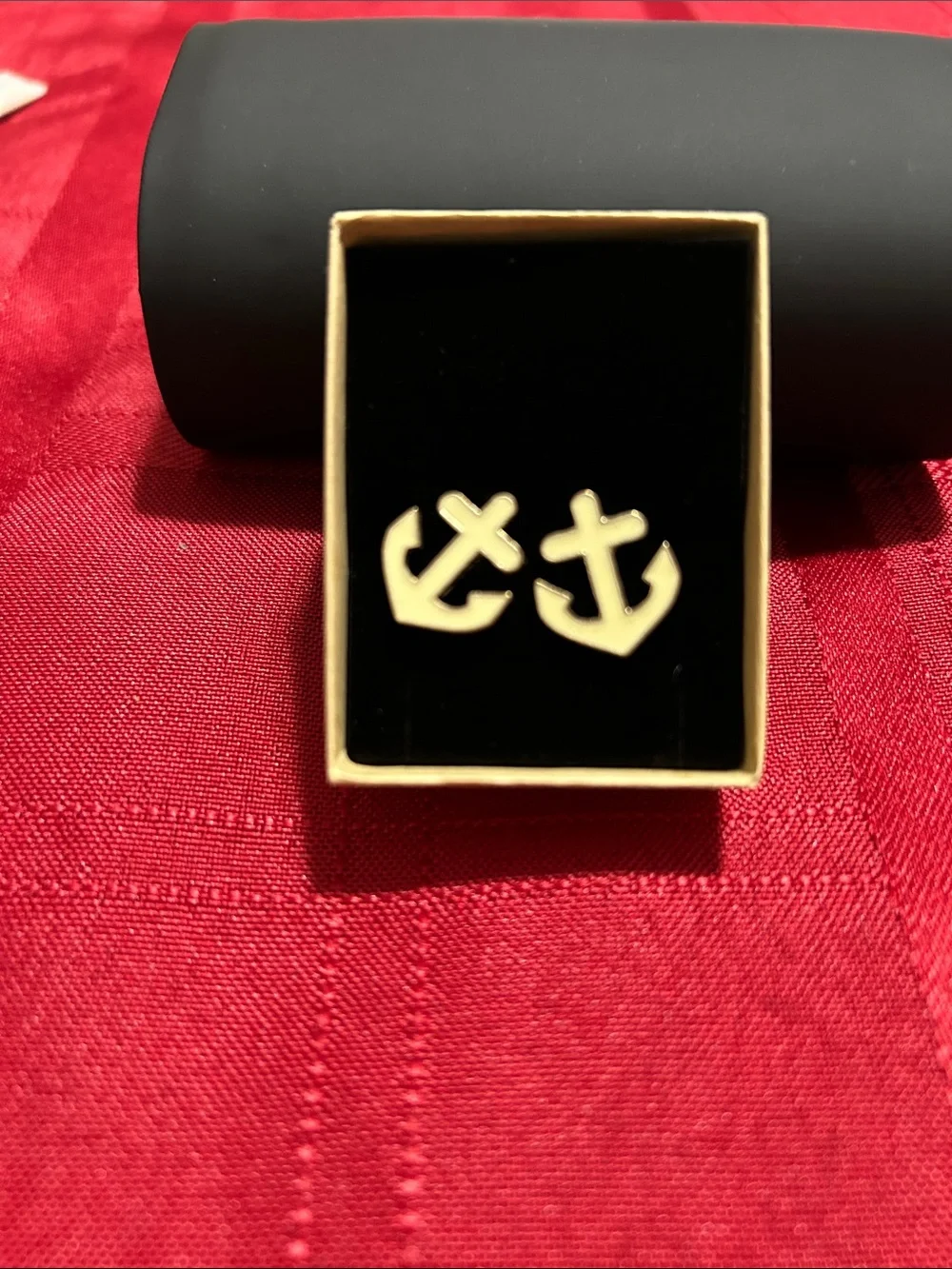White Anchor Cufflinks for Men - Nautical Accent